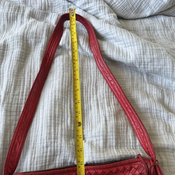 Vintage Bottega Veneta Red Woven Shoulder Bag - Picture 10 of 10